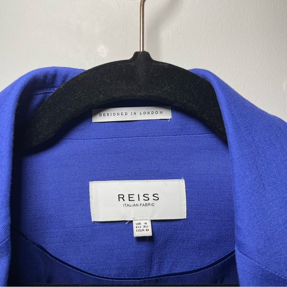 Reiss Haya Cobalt Blue fitted single breasted linen blend Blazer Jacket in US 0 - Picture 5 of 12